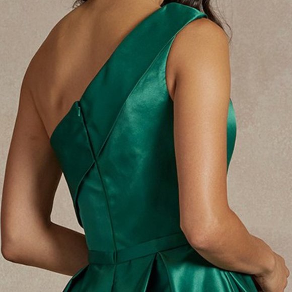 NEW LONG ONE SHOULDER A-LINE SILHOUETTE SLEEVELESS DRESS WITH ZIP BACK NX JE931 - Picture 7 of 8